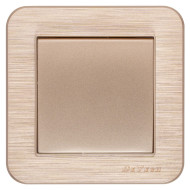 DeTech DE-9223-01 1-Gang 1-Way Light Switch with Frame, 10A, 250V, IP20, Flush Mount, Gold DeTech DE-9223-01 1-Gang 1-Way Light Switch with Frame, 10A, 250V, IP20, Flush Mount, Gold