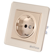 DeTech DE-6008-42 Single Schuko Socket Outlet, 16A, 250V, IP20, Flush Mount, Gold