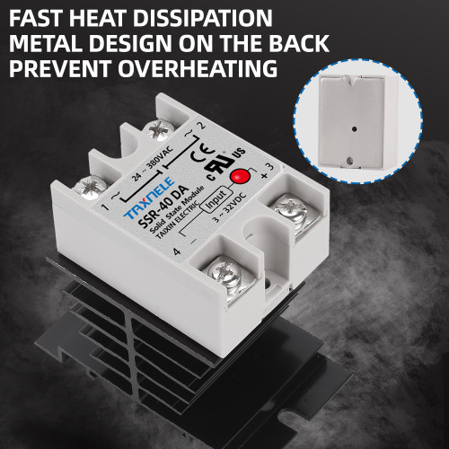 Твърдотелно реле SSR-40DA 3–32V DC, 24–380V AC Single Phase Solid State Relay SSR-40DA SSR-25DA SSR-10DA DC to AC 3-32VDC Input 24-380VAC Output Solid State Relay Module