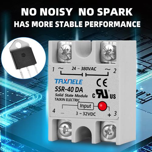 Твърдотелно реле SSR-40DA 3–32V DC, 24–380V AC Single Phase Solid State Relay SSR-40DA SSR-25DA SSR-10DA DC to AC 3-32VDC Input 24-380VAC Output Solid State Relay Module