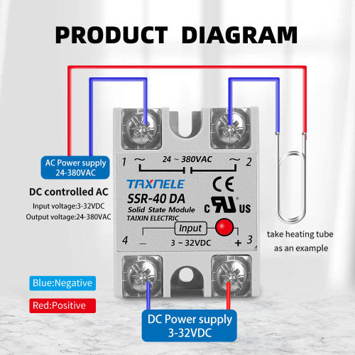 Твърдотелно реле SSR-40DA 3–32V DC, 24–380V AC Single Phase Solid State Relay SSR-40DA SSR-25DA SSR-10DA DC to AC 3-32VDC Input 24-380VAC Output Solid State Relay Module