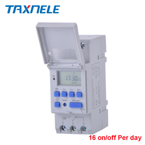 Taxnele THC15A Дигитален програмируем таймер 7 дни 16A Electronic Weekly 7 Days Programmable Digital TIME SWITCH Relay Timer Control AC 220V 230V 12V 24V 48V 16A Din Rail Mount THC15A