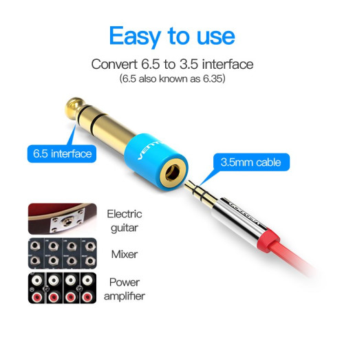 Vention 6.5mm Stereo M to 3.5mm Stereo F Audio Adapter Vention 6.5mm Stereo M to 3.5mm Stereo F Audio Adapter