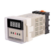 Taxnele DH48S-2Z Digital Time Relay with Socket, AC 220V, 0.01s–99h99m, 2×DPDT