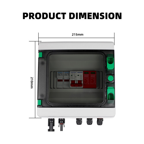 Solar Photovoltaic PV DC Combiner Box Surge Lightning Protection 1 Input 1 Out DC 600V Fuse MCB SPD HA Waterproof Box IP65