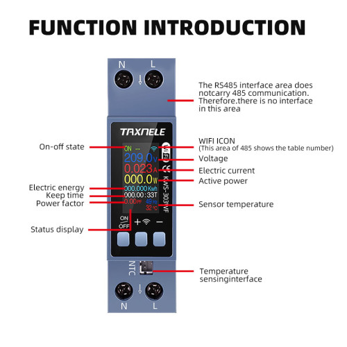 Taxnele KWS-303WF Tuya WiFi AC монитор 40A DIN шина TUYA WiFi AC Monitor 110V 220V Over Voltage Current Protection KWH Energy Temperature Meter Relay Switch Circuit Breaker Kws303