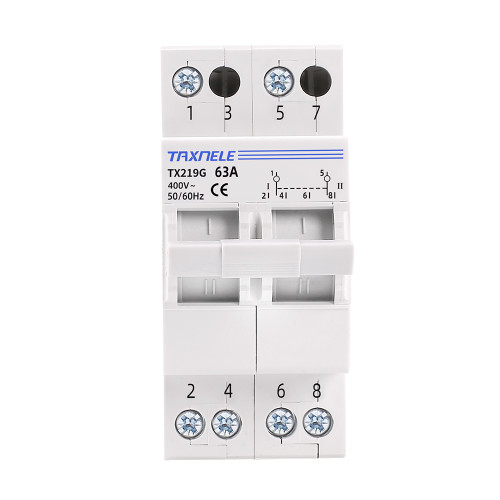 Taxnele TX219G 2P MTS Ръчен превключвател за два източника 63A, 230V/400V, DIN шина