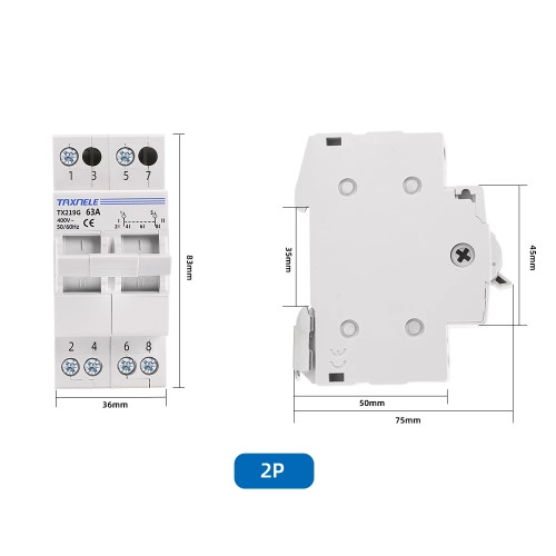 Taxnele TX219G 2P MTS Ръчен превключвател 63A 2P 40A 63A MTS Dual Power Manual Transfer Isolating Switch Interlock Circuit Breaker 230V 400V Modular Changeover Switch