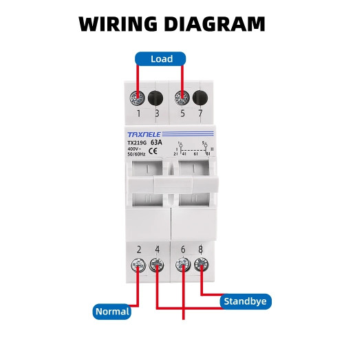 Taxnele TX219G 2P MTS Ръчен превключвател 63A 2P 40A 63A MTS Dual Power Manual Transfer Isolating Switch Interlock Circuit Breaker 230V 400V Modular Changeover Switch