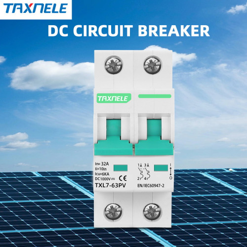 Taxnele TXL7-63PV DC MCB 1000V DC – автоматичен прекъсвач за соларни PV системи 10A–63A