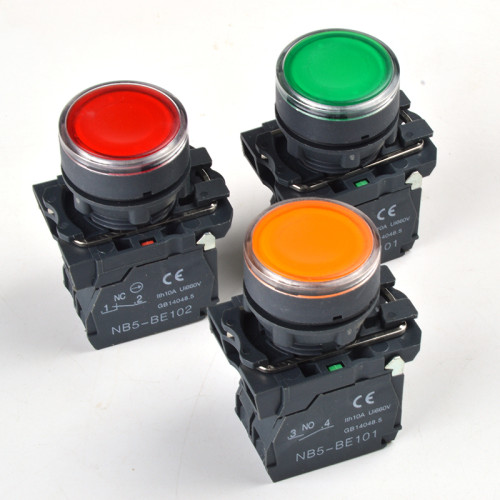 22mm водоустойчив моментен LED бутон 1NO 1NC SB5 LA68S XB5 AW33B5 22mm Waterproof Illuminated LED Round Push Button Switch with Neon Light SB5(LA68S XB5) -AW33B5 1NO 1 NC AC DC24V/AC220V
