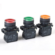 22mm Waterproof Illuminated LED Round Push Button Switch with Neon Light SB5(LA68S XB5) -AW33B5 1NO 1 NC AC DC24V/AC220V